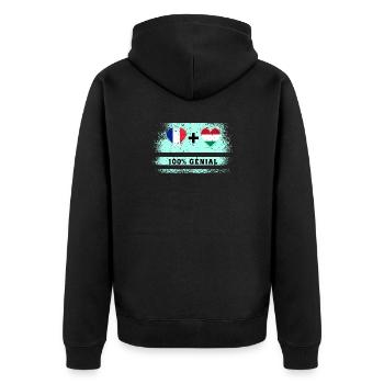 Frankreich und Ungarn 100% tolle Flagge - Unisex Premium Bio Zip Hoodie - Schwarz - Hinten - Nico (187cm)