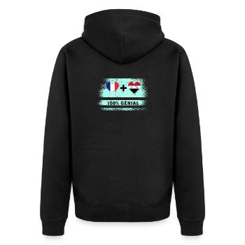 Flagge Frankreich und Syrien 100% genial - Unisex Premium Bio Zip Hoodie - Schwarz - Hinten - Nico (187cm)