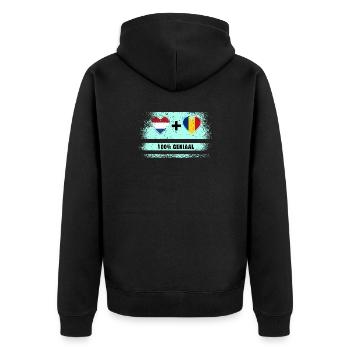 Roumanie et Pays-Bas Drapeau 100% Genius - Veste à capuche bio Premium Unisexe - noir - Dos - Nico (187cm)