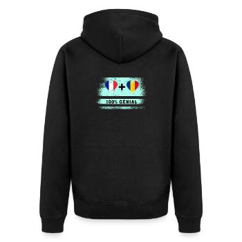 Drapeau de la France et de la Roumanie 100% génial - Veste à capuche bio Premium Unisexe - noir - Dos - Nico (187cm)