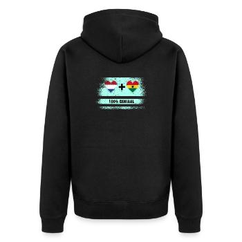 Ghana und die Niederlande 100% Genius Flagge - Unisex Premium Bio Zip Hoodie - Schwarz - Hinten - Nico (187cm)