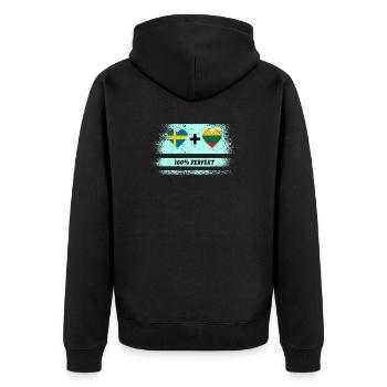 Lithuania and Sweden 100% perfect / gift - Unisex Premium Organic Zip Hoodie - black - Back - Nico (187cm)