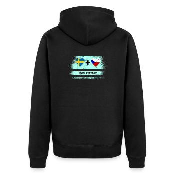 Tschechien und Schweden 100% perfekt / Geschenk - Unisex Premium Bio Zip Hoodie - Schwarz - Hinten - Nico (187cm)