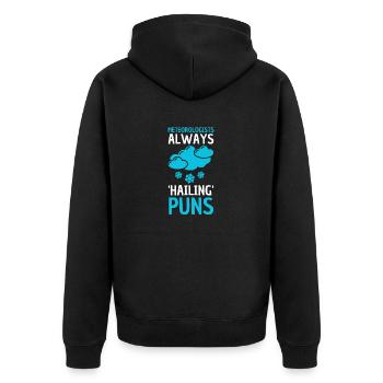 Meteorologie Wortspiel Für Meteorologe - Unisex Premium Bio Zip Hoodie - Schwarz - Hinten - Nico (187cm)