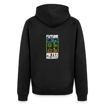 Meteorologie Wortspiel Für Meteorologe - Unisex Premium Bio Zip Hoodie - Schwarz - Hinten - Nico (187cm)