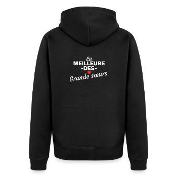 Das Beste von Big Sisters - Unisex Premium Bio Zip Hoodie - Schwarz - Hinten - Nico (187cm)