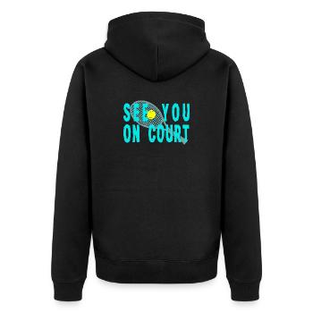 Tennis Shirt See You On Court - Unisex Premium Bio Zip Hoodie - Schwarz - Hinten - Nico (187cm)