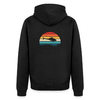 Helikopter Pilot Retro Geschenk - Unisex Premium Bio Zip Hoodie - Schwarz - Hinten - Nico (187cm)