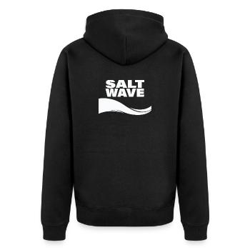 SALT WAVE - Unisex Premium Bio Zip Hoodie - Schwarz - Hinten - Nico (187cm)
