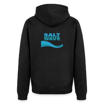 SALT WAVE - Unisex Premium Bio Zip Hoodie - Schwarz - Hinten - Nico (187cm)