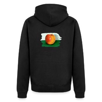 Apfel - Unisex Premium Bio Zip Hoodie - Schwarz - Hinten - Nico (187cm)