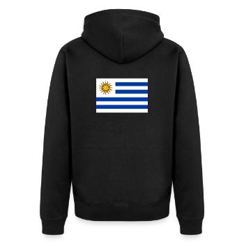 Uruguay - Unisex Premium Bio Zip Hoodie - Schwarz - Hinten - Nico (187cm)