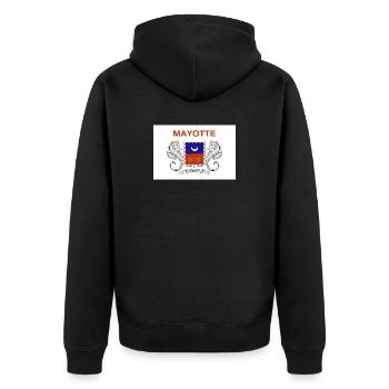 Mayotte - Unisex Premium Bio Zip Hoodie - Schwarz - Hinten - Nico (187cm)