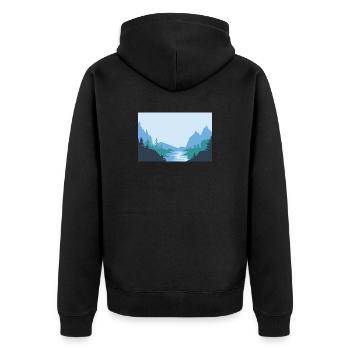 Minimalist landscape with river and mountains - Unisex Premium Organic Zip Hoodie - black - Back - Nico (187cm)