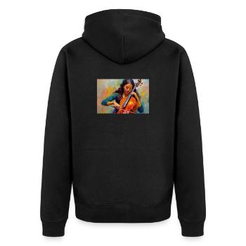 Cello spielende Cellistin Aquarell - Unisex Premium Bio Zip Hoodie - Schwarz - Hinten - Nico (187cm)