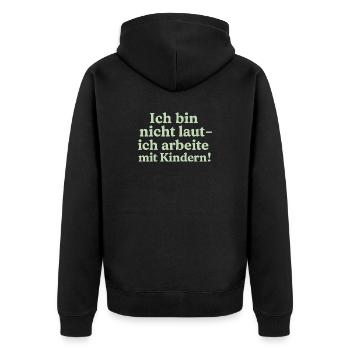 Ich bin nicht laut (salbeigrün) - Unisex Premium Bio Zip Hoodie - Schwarz - Hinten - Nico (187cm)