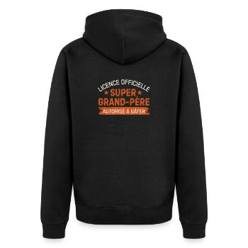 Offiziell lizenziertes Super-Opa-einzigartiges Geschenk - Unisex Premium Bio Zip Hoodie - Schwarz - Hinten - Nico (187cm)