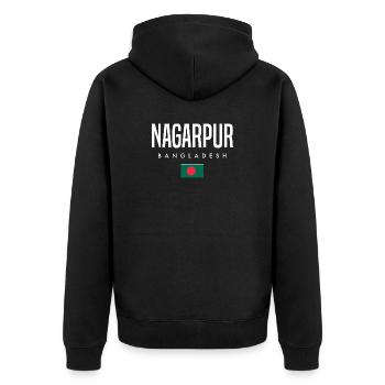 Nagarpur Bangladesch - Unisex Premium Bio Zip Hoodie - Schwarz - Hinten - Nico (187cm)