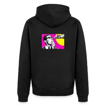 Retro Innovatives und surreales Denken - Unisex Premium Bio Zip Hoodie - Schwarz - Hinten - Nico (187cm)