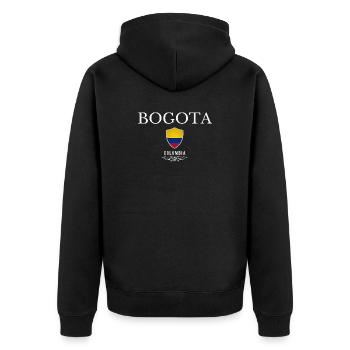 Bogotá Colombia, elegant minimalist design - Unisex Premium Organic Zip Hoodie - black - Back - Nico (187cm)