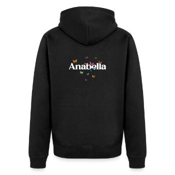 Beautiful girl's name with butterflies ANABELLA - Unisex Premium Organic Zip Hoodie - black - Back - Nico (187cm)