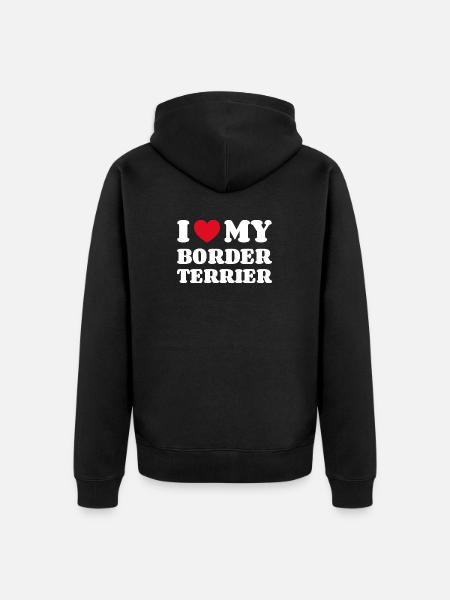 Ik hou van mijn Border Terrier Gift Dog Owner - Uniseks Premium bio ziphoodie - zwart