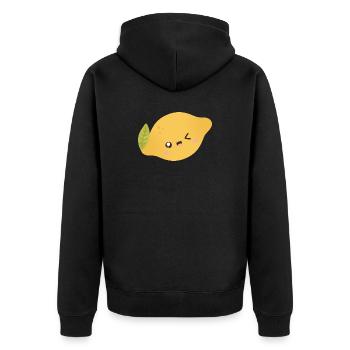 Lemon Kawaii - Unisex Premium Bio Zip Hoodie - Schwarz - Hinten - Nico (187cm)
