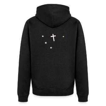 Cross and stars: nocturnal faith - Unisex Premium Organic Zip Hoodie - black - Back - Nico (187cm)