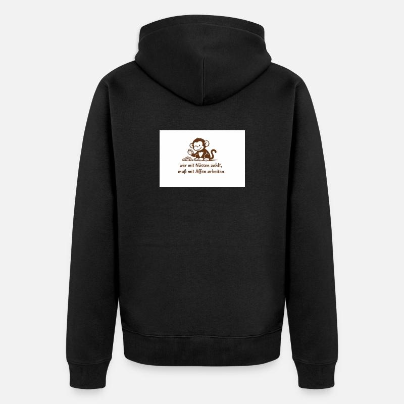 Arbeiteraffe_mit_Erdnuessen - Unisex Premium Bio Zip Hoodie - Schwarz