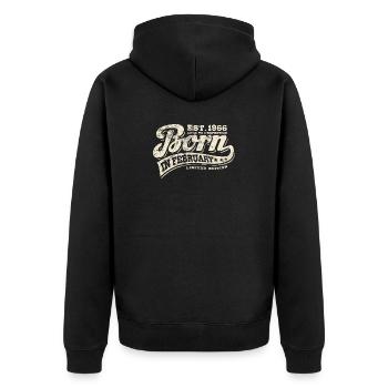 Born in February 1966 - Birthday - Gift - Unisex Premium Organic Zip Hoodie - black - Back - Nico (187cm)