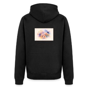Aquarell-Design - Unisex Premium Bio Zip Hoodie - Schwarz - Hinten - Nico (187cm)