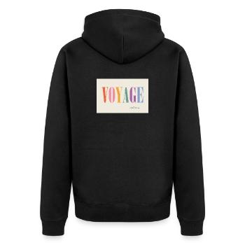 Voyage – c'est vivre - Unisex Premium Organic Zip Hoodie - black - Back - Nico (187cm)