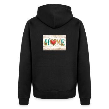 Herzblumen HEIM-Briefe - Unisex Premium Bio Zip Hoodie - Schwarz - Hinten - Nico (187cm)