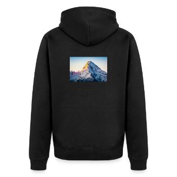 Watzmann im Sonnenaufgang - Unisex Premium Bio Zip Hoodie - Schwarz - Hinten - Nico (187cm)
