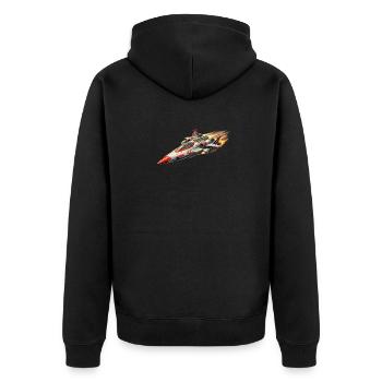 Starfighter / Spaceship Logo - Unisex Premium Organic Zip Hoodie - black - Back - Nico (187cm)