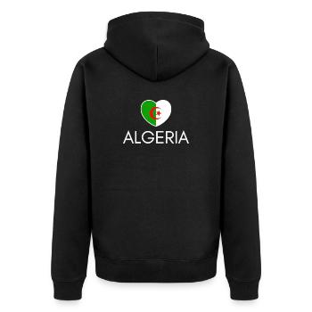 Cœur avec drapeau algérien, j’aime l’Algérie - Veste à capuche bio Premium Unisexe - noir - Dos - Nico (187cm)