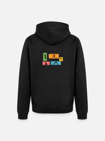 Grunge Yoga Silhouetten Farbblock - Unisex Premium Bio Zip Hoodie - Schwarz