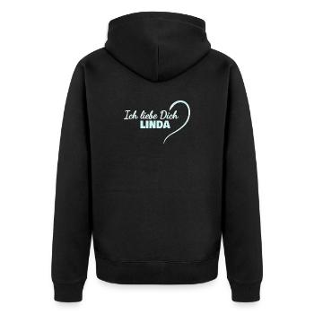 Linda - Veste à capuche bio Premium Unisexe - noir - Dos - Nico (187cm)