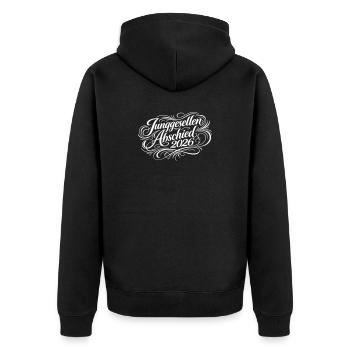 Junggesellen Abschied 2026 Jga - Unisex Premium Bio Zip Hoodie - Schwarz - Hinten - Nico (187cm)