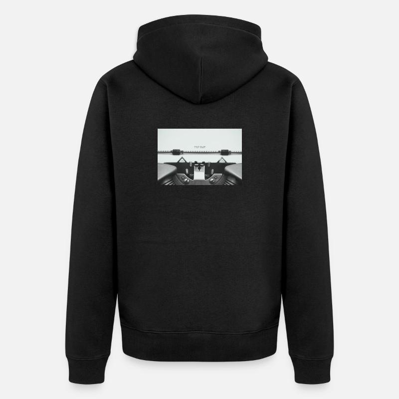 First Draft Typewriter Writer Poster Design - Unisex Premium Organic Zip Hoodie - black