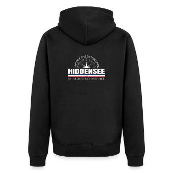 Hiddensee - Unisex Premium Bio Zip Hoodie - Schwarz - Hinten - Nico (187cm)