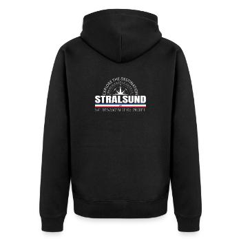 Stralsund - Unisex Premium Bio Zip Hoodie - Schwarz - Hinten - Nico (187cm)