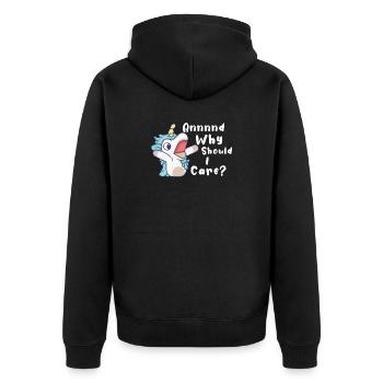 Unicorn Why Should I Care - Unisex Premium Organic Zip Hoodie - black - Back - Nico (187cm)