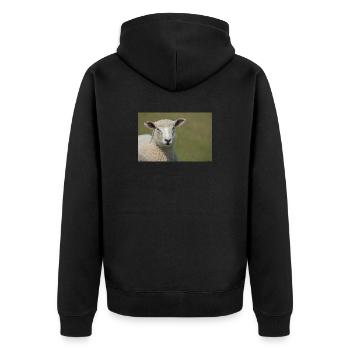 Ein Schaf auf einem Deich Norddeutschland Poster - Unisex Premium Bio Zip Hoodie - Schwarz - Hinten - Nico (187cm)