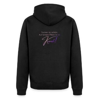 Turnen ist schön: Voltigieren ist Kunst - Unisex Premium Bio Zip Hoodie - Schwarz - Hinten - Nico (187cm)