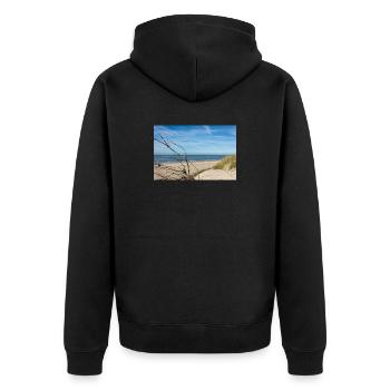 Idylle de la mer du Nord danoise : plage de Søndervig - Veste à capuche bio Premium Unisexe - noir - Dos - Nico (187cm)