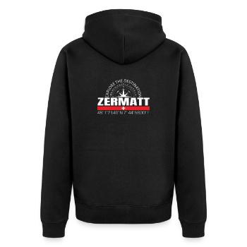 Zermatt - Unisex Premium Bio Zip Hoodie - Schwarz - Hinten - Nico (187cm)