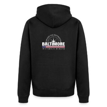 Baltimore - Unisex Premium Bio Zip Hoodie - Schwarz - Hinten - Nico (187cm)