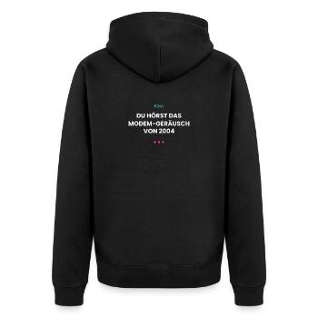 Dial Tone - Modem Nostalgie - Unisex Premium Bio Zip Hoodie - Schwarz - Hinten - Nico (187cm)
