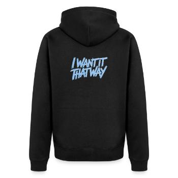 I Want It That Way - Backstreet (Glitzer) - Unisex Premium Bio Zip Hoodie - Schwarz - Hinten - Nico (187cm)